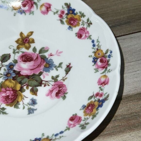 Vintage Limoges Floral Rose Porcelain Bowl White Pink And Green Made In France - Picture 7 of 11